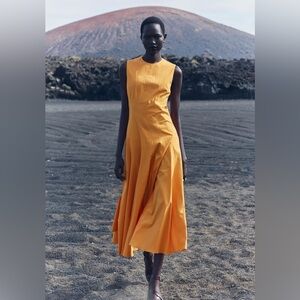 Zara Swing Midi Dress size XS Orange